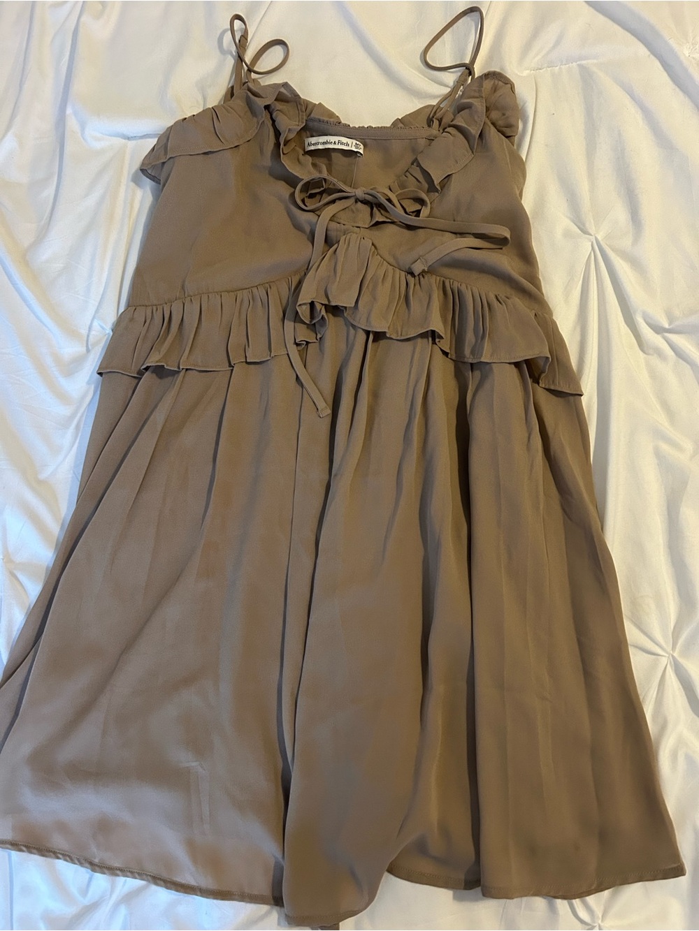 Arecrombie & Fitch Tan Ruffle-Trim dress